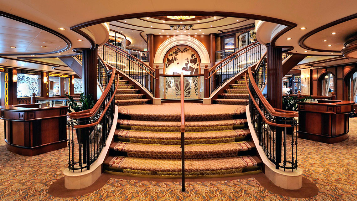 AMV Design - Cunard Queen Elisabeth atrium - cruise ship interior design