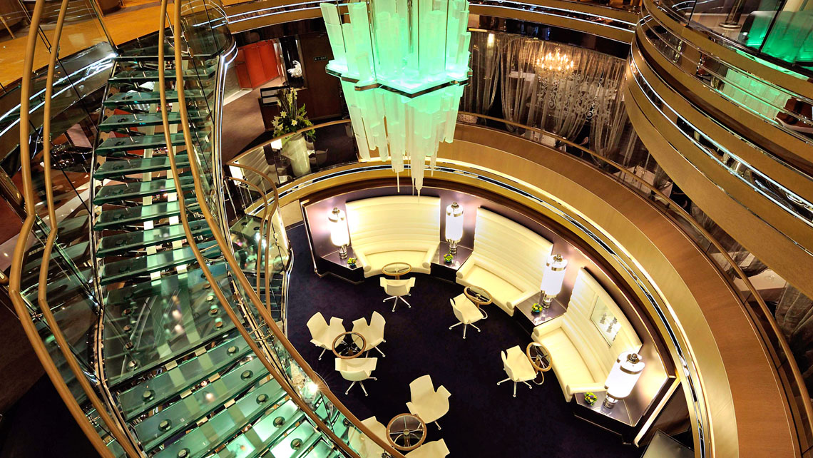 AMV Design - Cunard Queen Elisabeth atrium cruise ship interior design