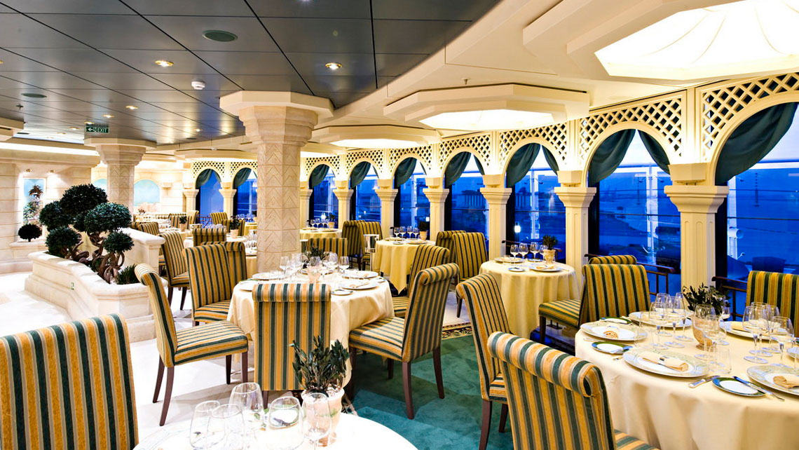 AMV Design MSC Splendida Olivo Restaurant cruise ship interior design