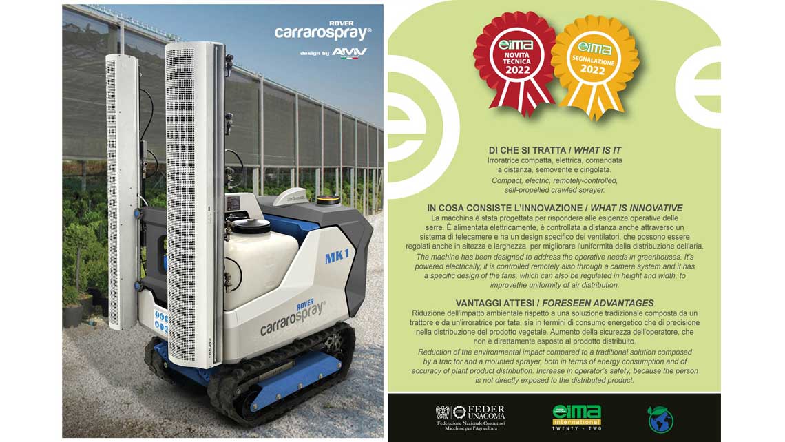 AMV Design,OCLL, O.C.L.L.,Carrarospray , atomizzatore, atomizzatori, coltivazioni in serra, Atomizzatore semovente a controllo remoto , Remote controlled self-propelled sprayer, irroratrice