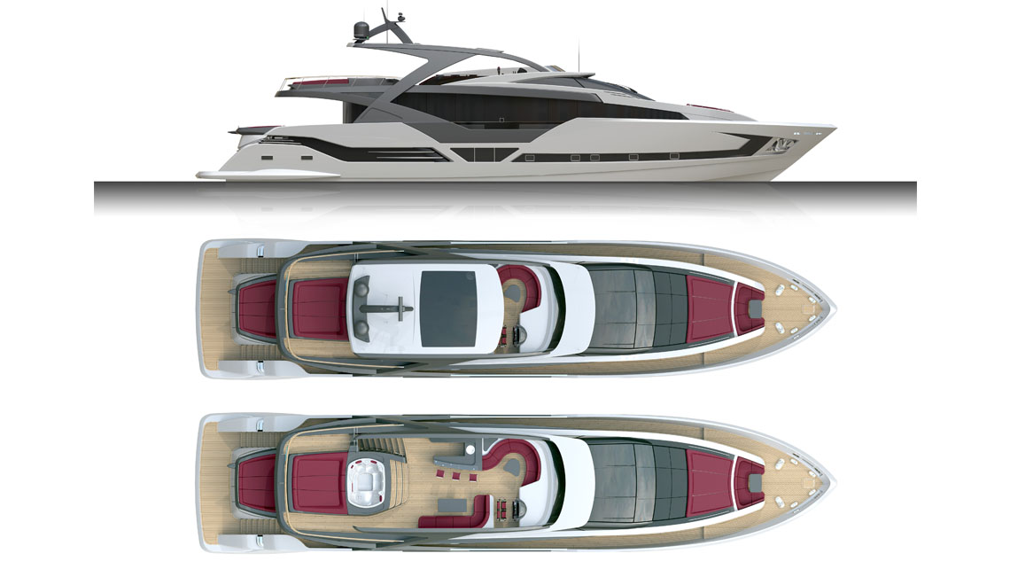 AMV Design Yacht concept of Mega Yacht 88' 128'