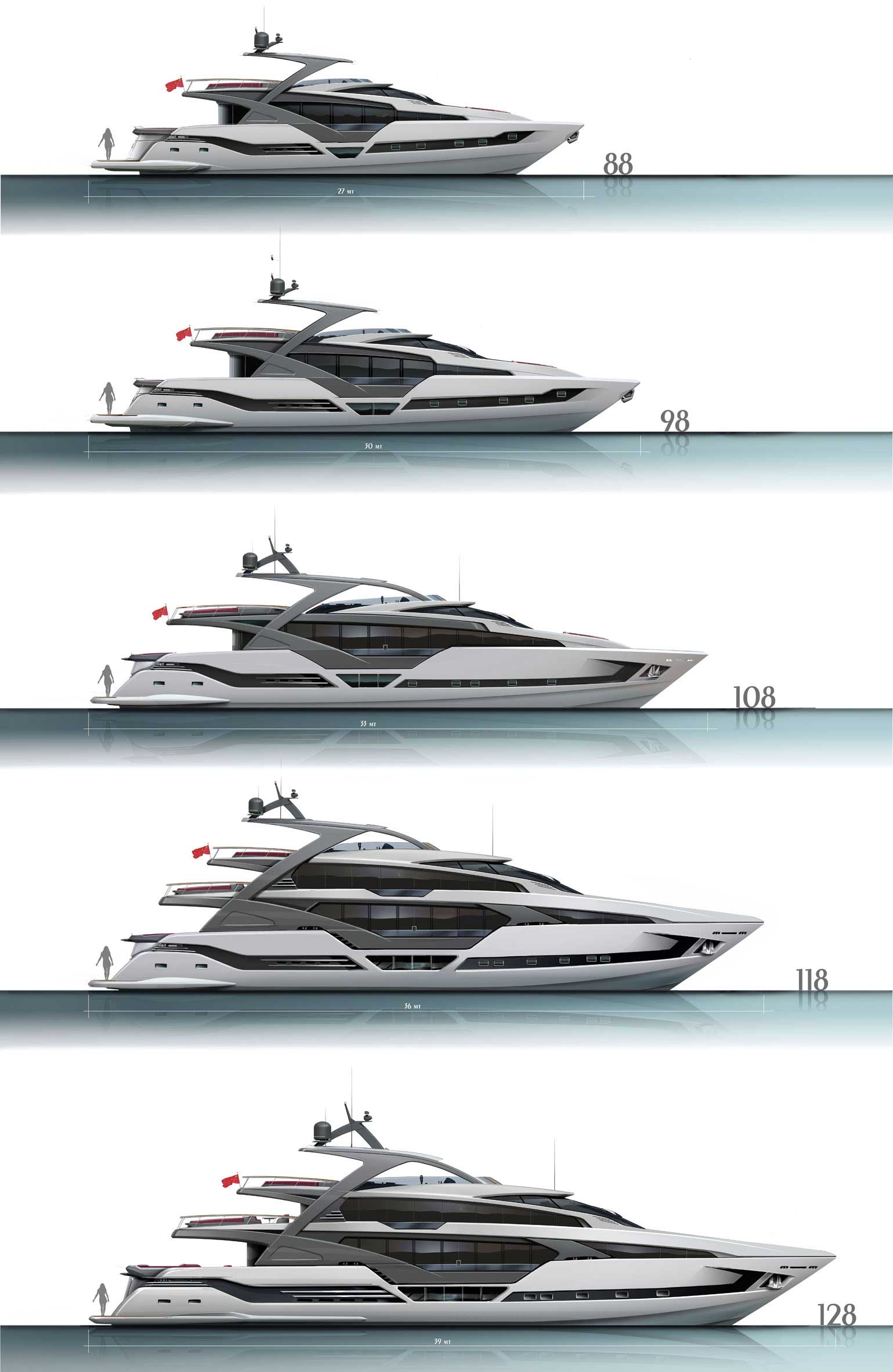 AMV Design Yacht concept of Mega Yacht 88' 128'