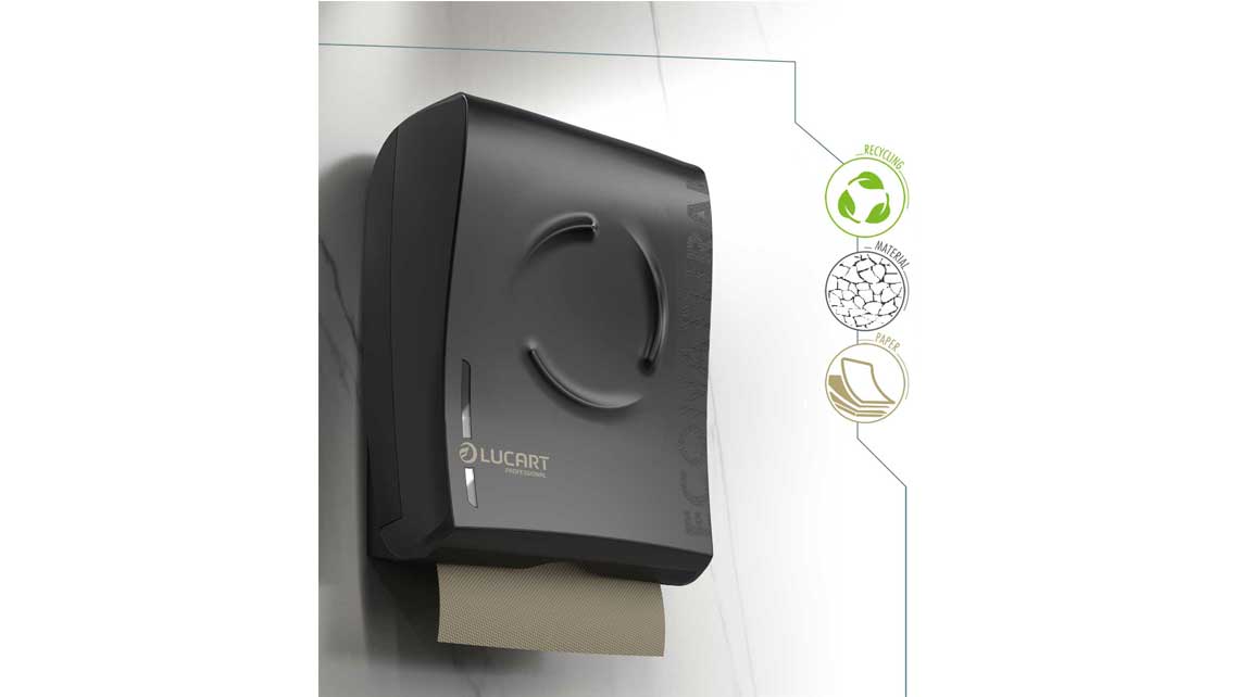 AMV Design, LUCART, Gamma Econatural Flow, Linea econatural Flow, dispenser, Dispenser Asciugamani piegati, dispenser carta igienica, dispenser carta igienica interfogliata, ,folded hand towel Dispenser,jumbo toilet paper Dispenser, bulk pack toilet paper Dispenser,waste bin, Dispenser, soap Dispenser, distributore di sapone, dispenser sapone,sistemi di dispensazione, dispensing systems 