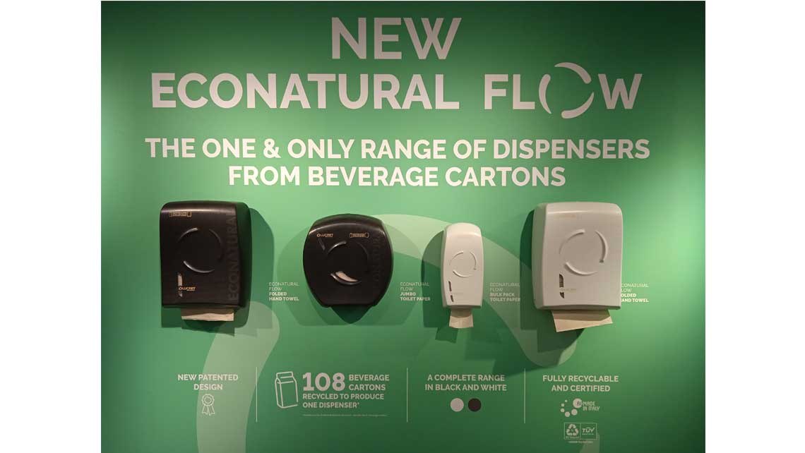 AMV Design, LUCART,INTERCLEAN 2024, Gamma Econatural Flow, Linea econatural Flow, dispenser, Dispenser Asciugamani piegati, dispenser carta igienica, dispenser carta igienica interfogliata, Flow fold handtowels Dispenser, folded hand towels Dispenser, soap Dispenser, distributore di sapone, dispenser sapone,sistemi di dispensazione, dispensing systems